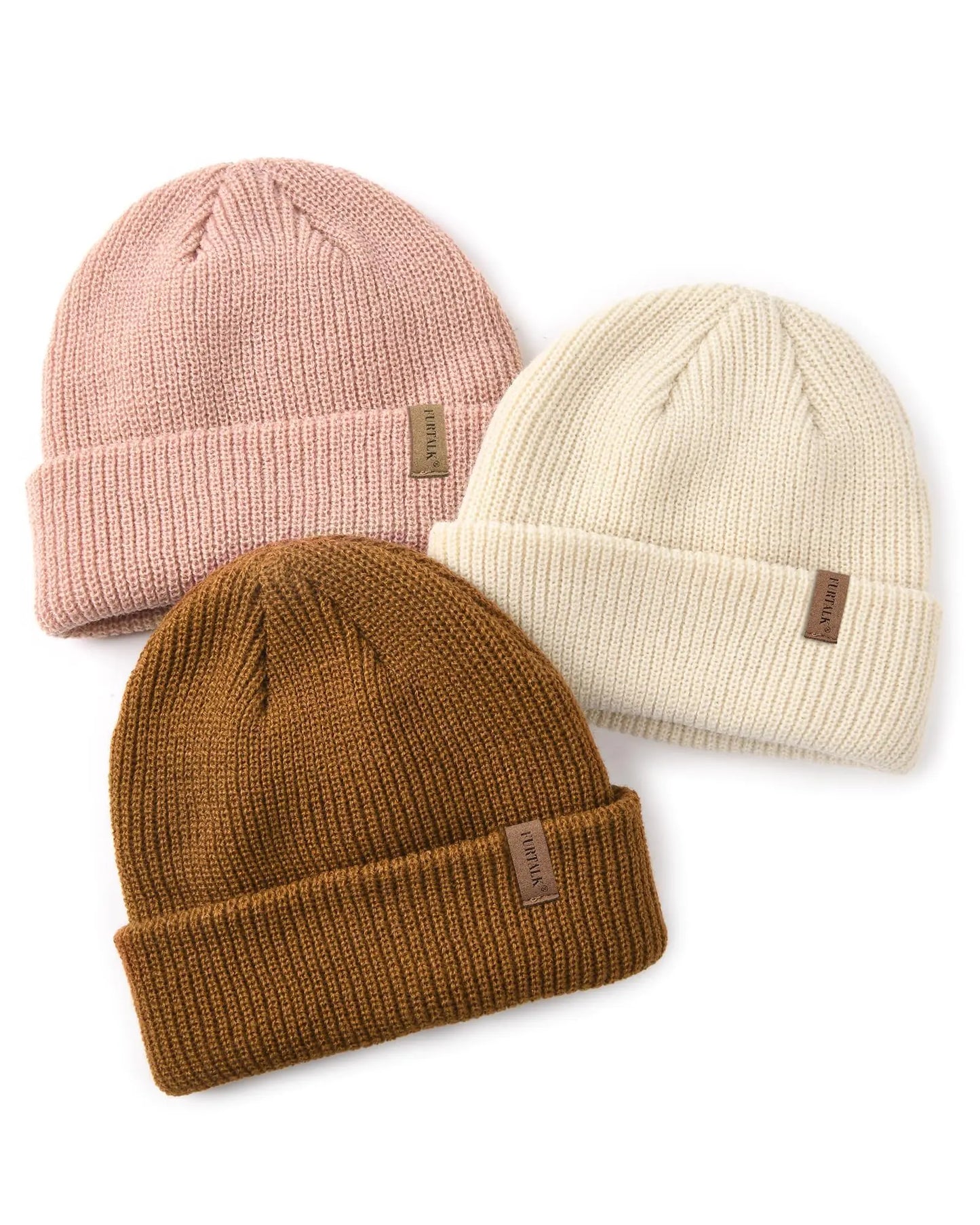 FURTALK Toddler Beanie Baby Boys Girls Beanies Kids Winter Hats Children Knit Warm Caps 3-8 Years Beige+pink+caramel